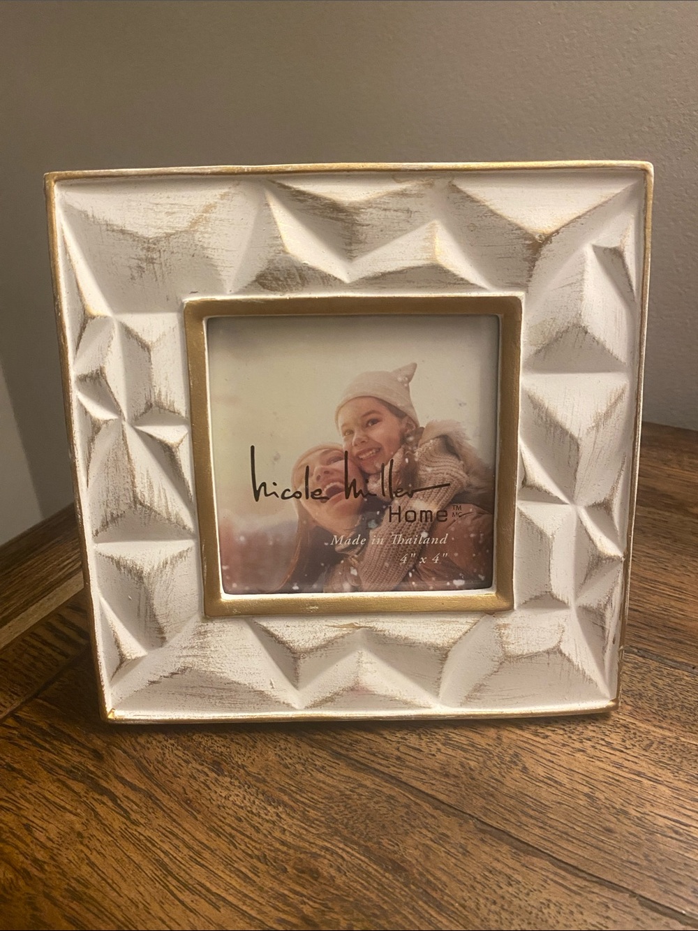 Nicole Miller 7 X 7 Frame with 4” X 4” Opening Like New! Gold Accents
